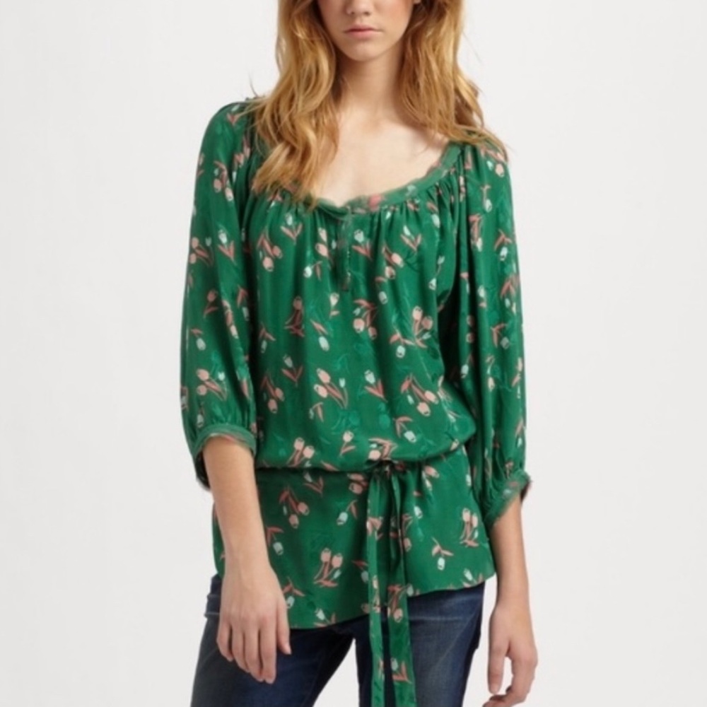Rebecca Taylor Silk Floral Blouse, Size 6.